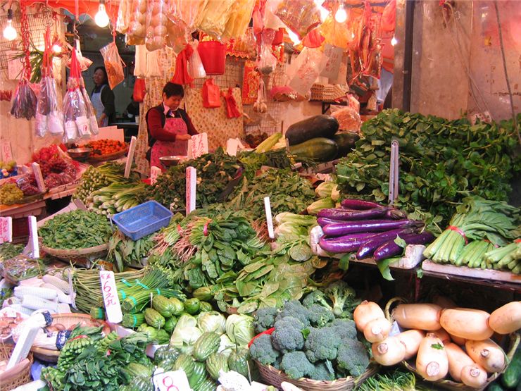 Picture Of Chinese Market Vegetable Stall
